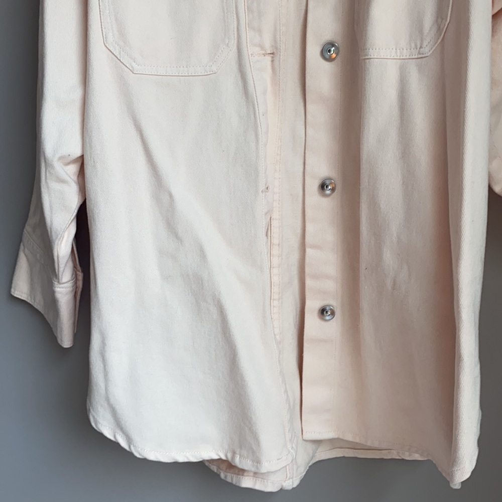 H&M NWT Long Denim Shirt Jacket Light Pink XS - Picture 4 of 6